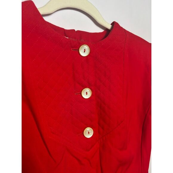 Valentino Miss V Dress Women's Size 8 Red Vintage Wool Midi Length Office Work - Picture 4 of 8
